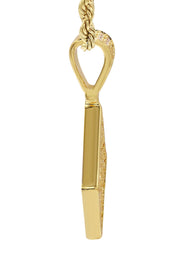 Mens Gold Plated Rope Chain & Iced Out Pendant | Appx. 16.1 Grams