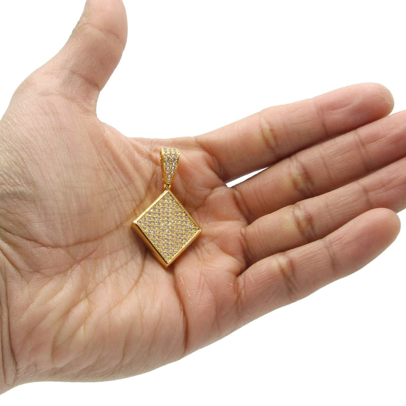 Mens Gold Plated Iced Out Pendant | 8.1 Grams
