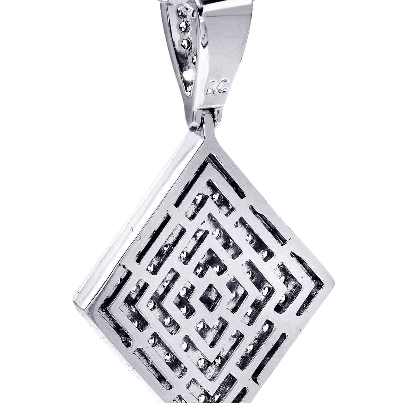 White Gold Plated Cuban Link Chain & Iced Out Pendant | Appx. 16.1 Grams