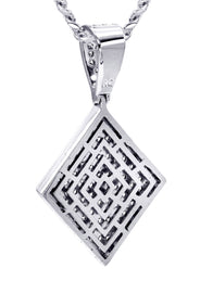 White Gold Plated Cuban Link Chain & Iced Out Pendant | Appx. 16.1 Grams
