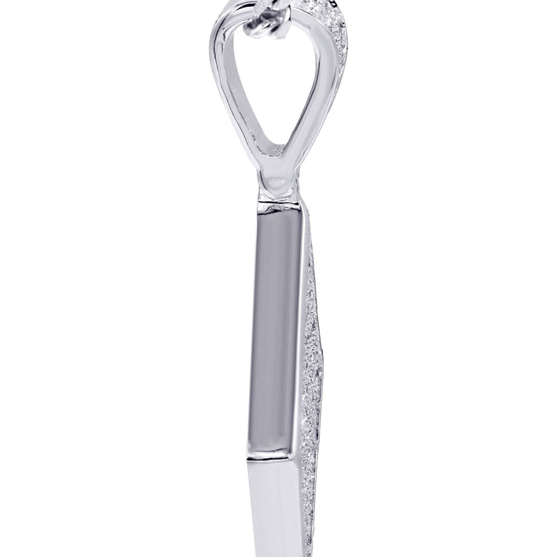 White Gold Plated Cuban Link Chain & Iced Out Pendant | Appx. 16.1 Grams