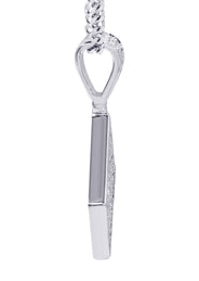 White Gold Plated Cuban Link Chain & Iced Out Pendant | Appx. 16.1 Grams