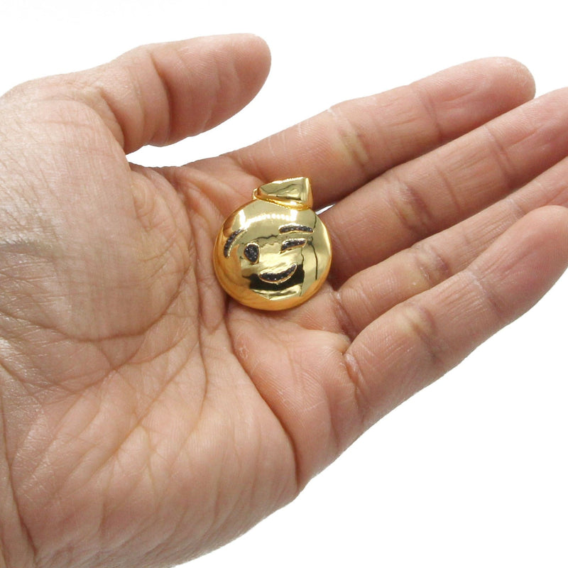 Mens Gold Plated Emoji Pendant | 6.3 Grams