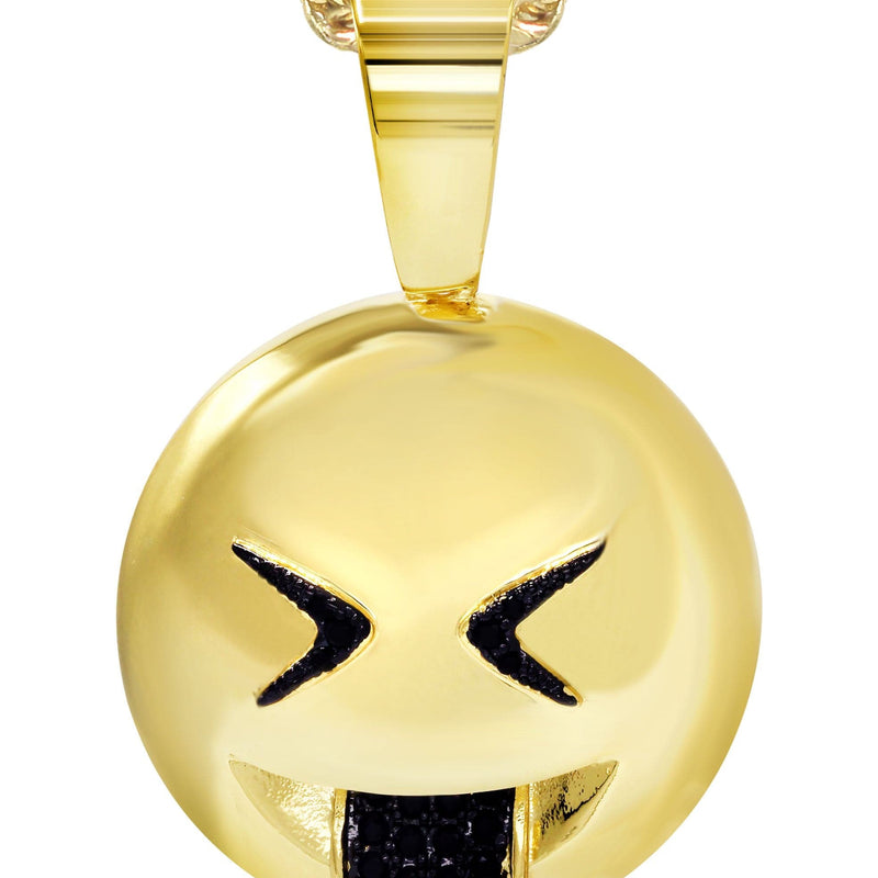 Mens Gold Plated Cuban Link Chain & Emoji Pendant | Appx. 16 Grams