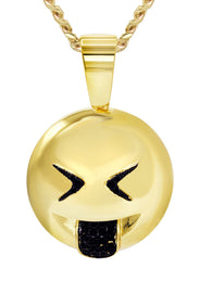 Mens Gold Plated Cuban Link Chain & Emoji Pendant | Appx. 16 Grams