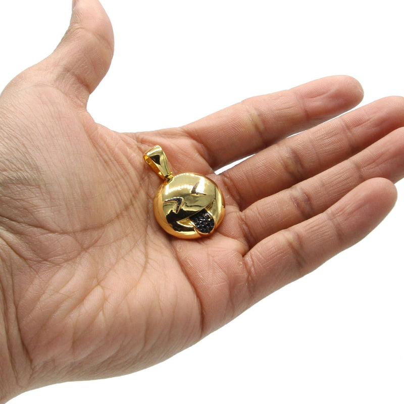 Mens Gold Plated Emoji Pendant | 8 Grams