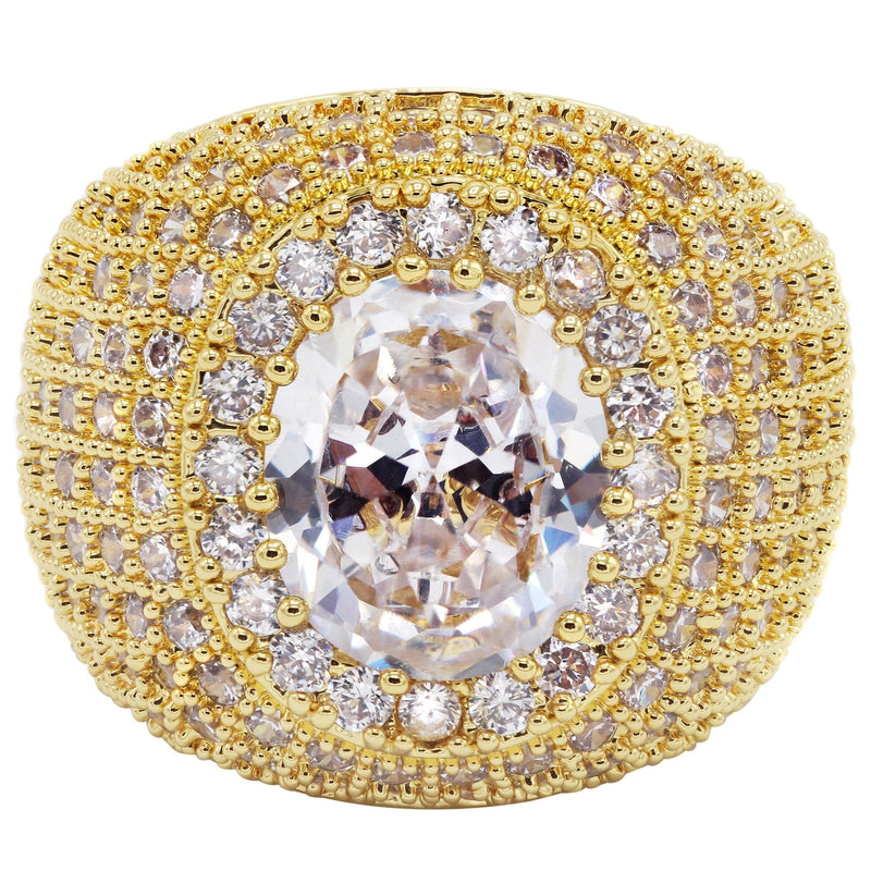 Gold Plated Clear Crystal Ring | 13.8 Grams