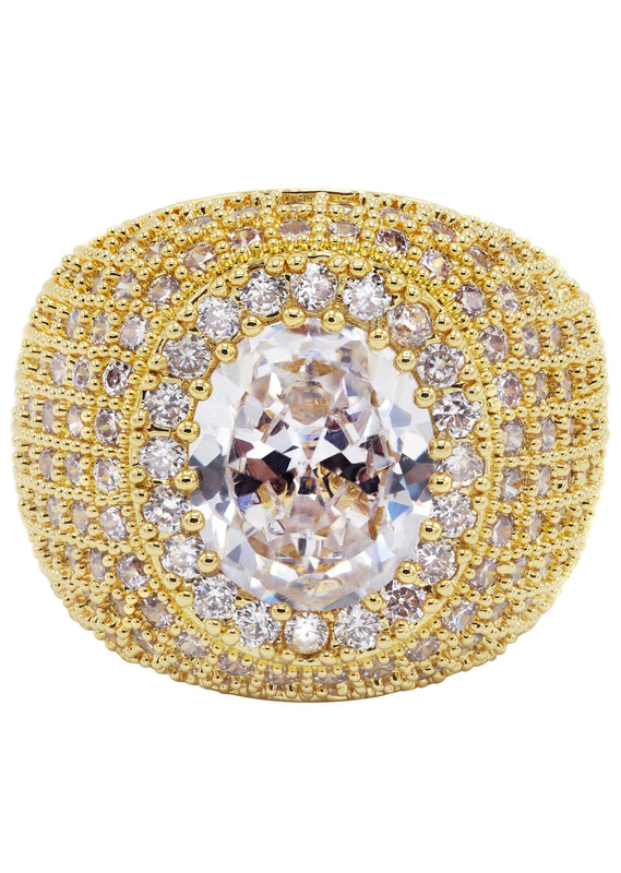 Gold Plated Clear Crystal Ring | 13.8 Grams