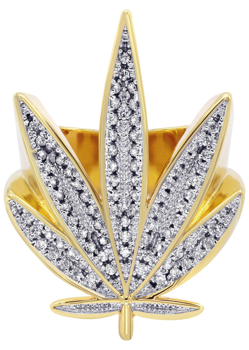 Gold Plated Marihuana Leaf Ring | 15 Grams
