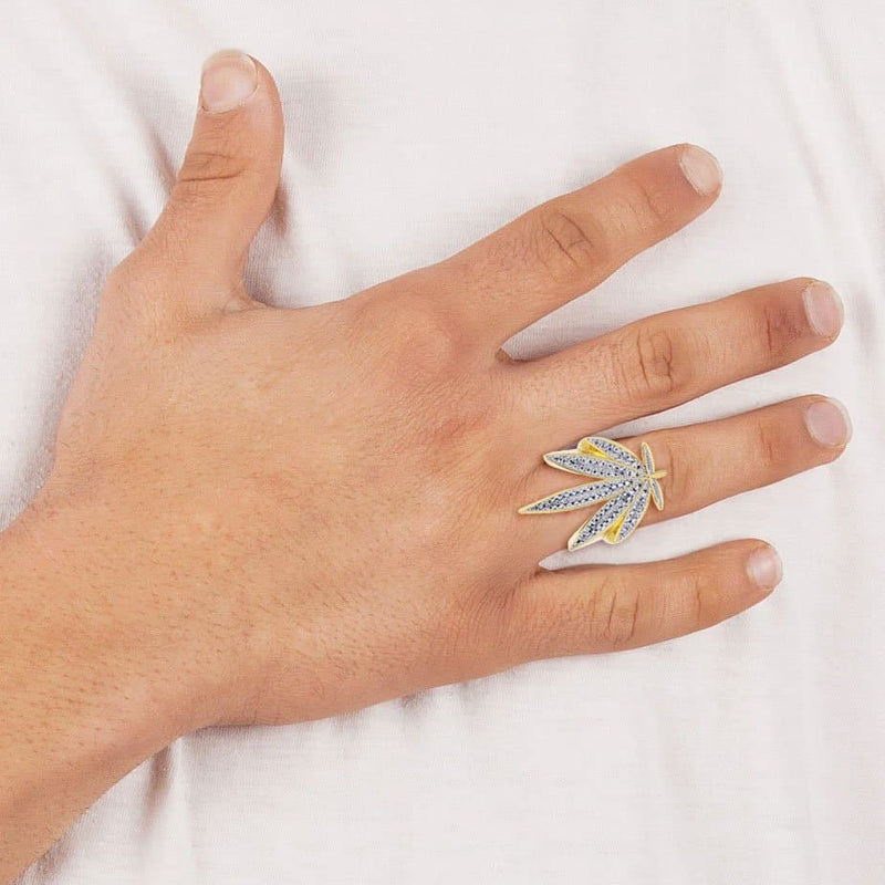 Gold Plated Marihuana Leaf Ring | 15 Grams