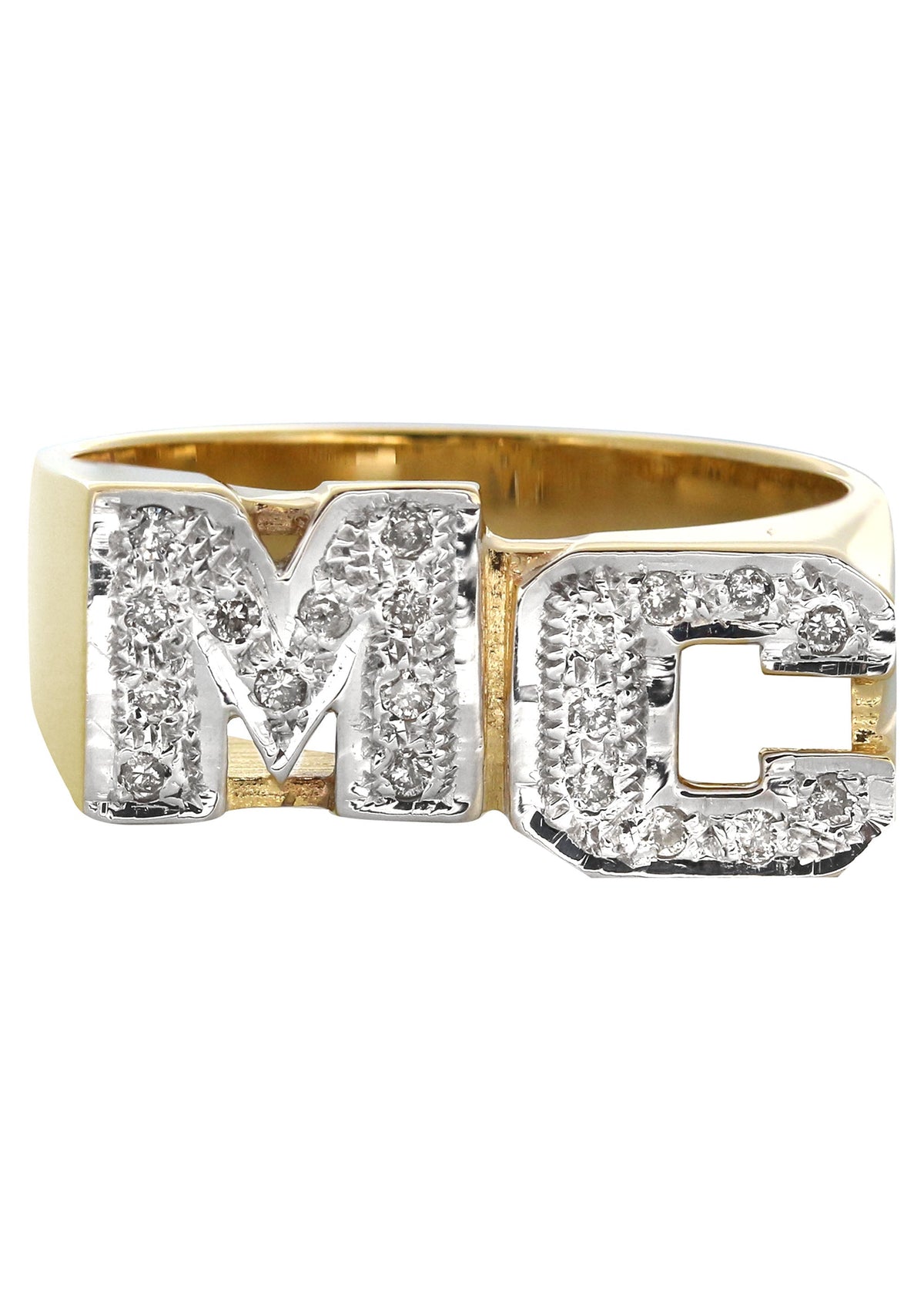 14K Diamond Initials Gold Name Ring | Style #104