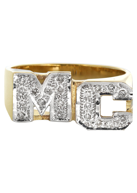 14K Diamond Initials Gold Name Ring | Style #104