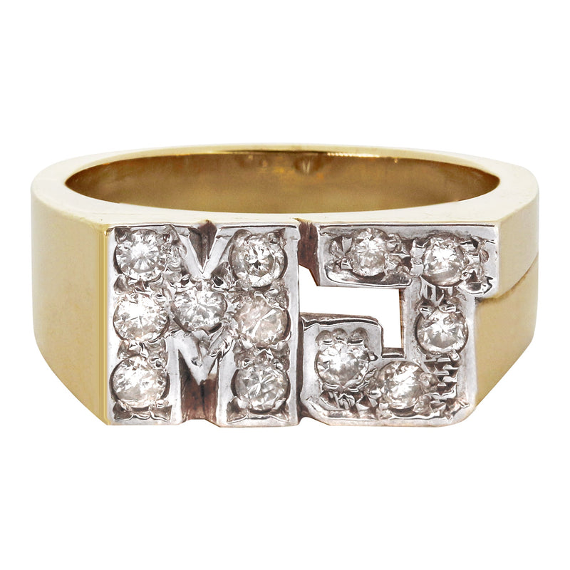 14K Diamond Initials Gold Name Ring | Style #103