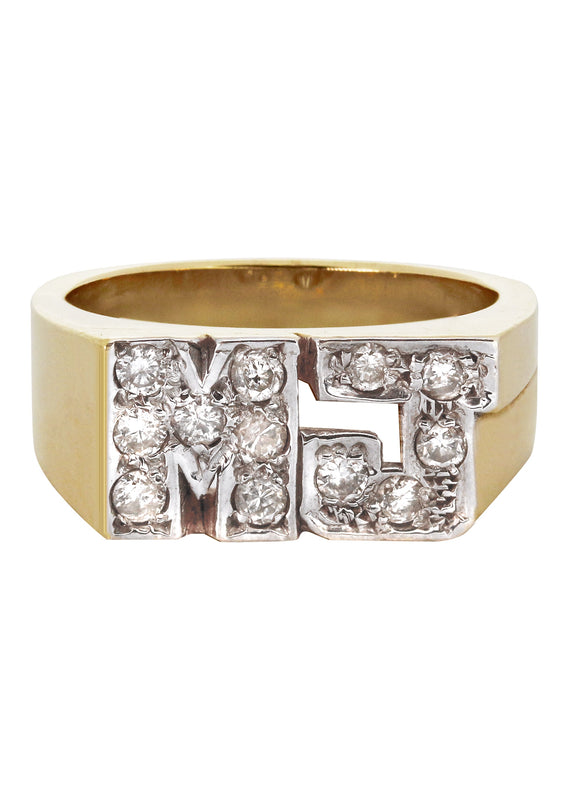 14K Diamond Initials Gold Name Ring | Style #103