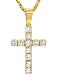 Mens Gold Plated Franco Chain & Cross Pendant | Appx. 13 Grams