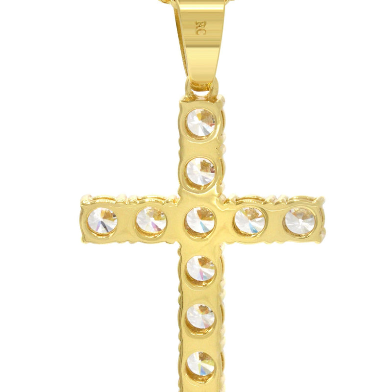 Mens Gold Plated Franco Chain & Cross Pendant | Appx. 13 Grams