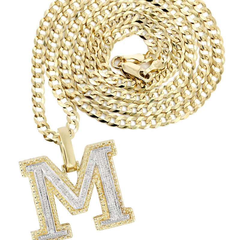 Diamond 10K Yellow Gold Letter "M" Necklace | Appx. 16.7 Grams