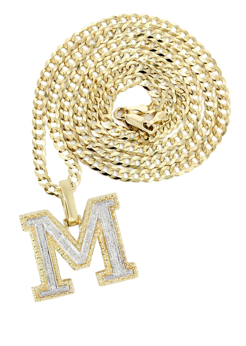 Diamond 10K Yellow Gold Letter "M" Necklace | Appx. 16.7 Grams