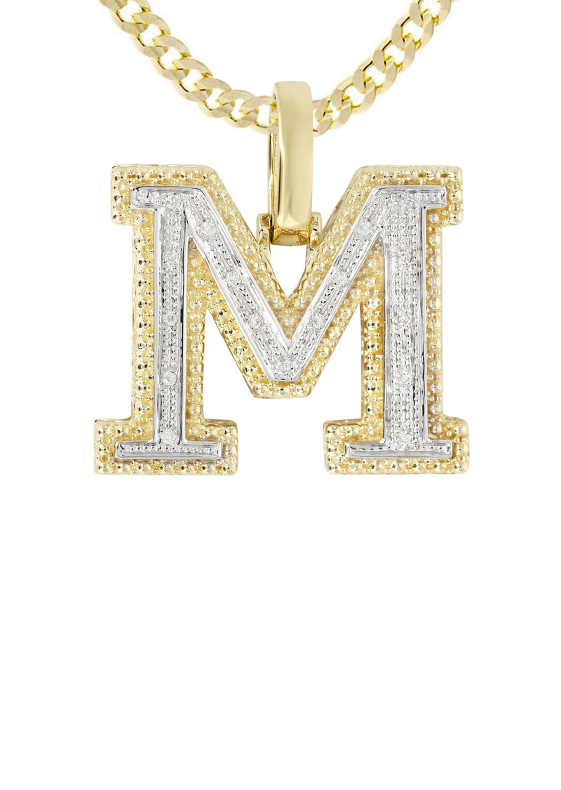 Diamond 10K Yellow Gold Letter "M" Necklace | Appx. 16.7 Grams