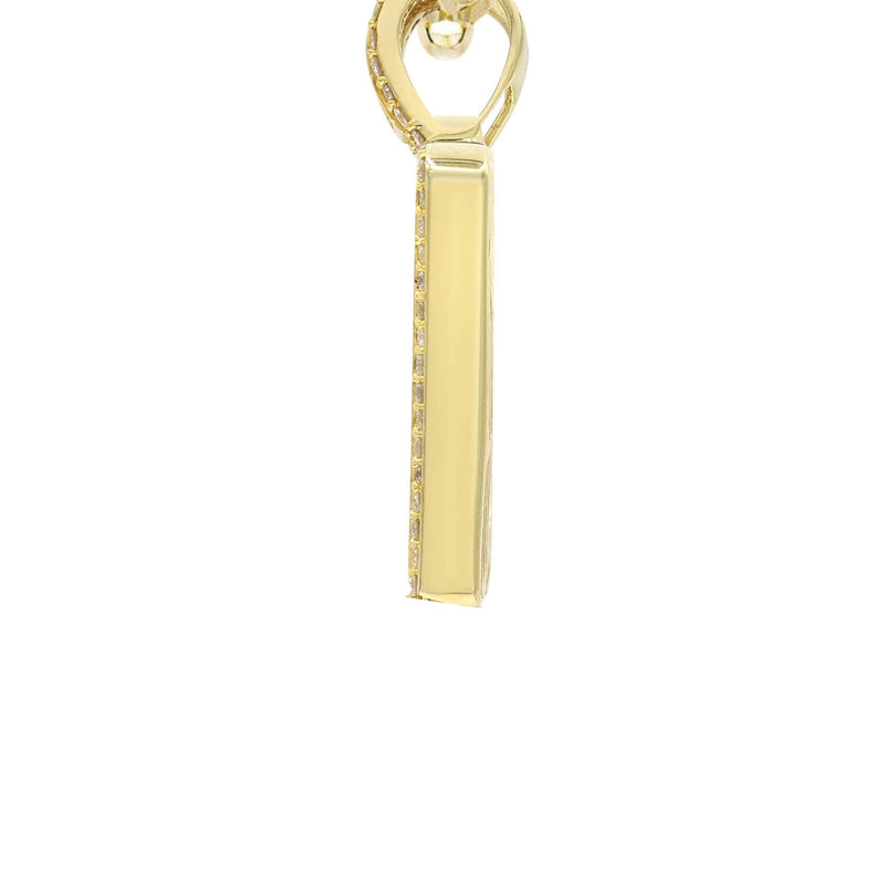Yellow Gold Letter "M" Baguette Diamond Necklace | 3.3 Carats