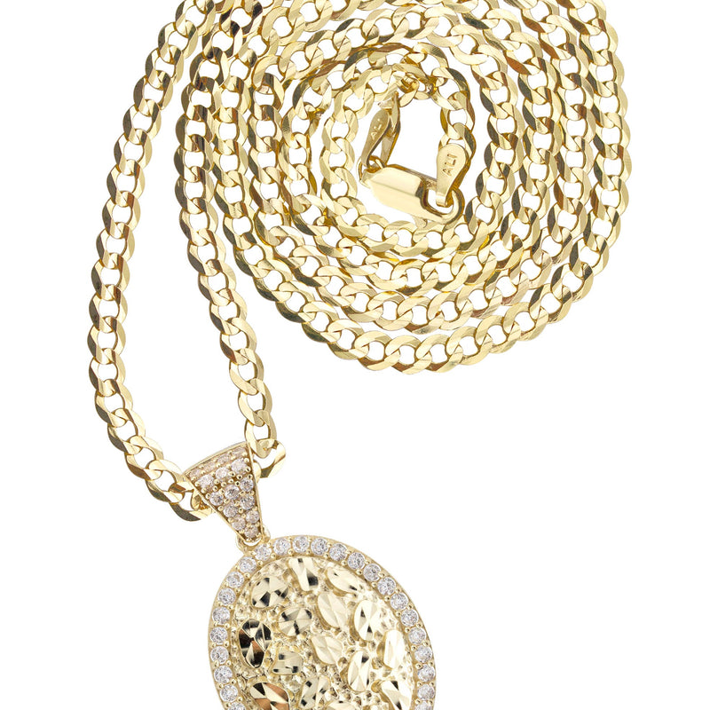 10K Yellow Gold Oval Nugget Necklace | Appx. 2.4 - 9.4 Grams