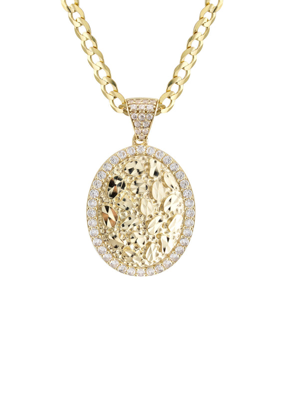 10K Yellow Gold Oval Nugget Necklace | Appx. 2.4 - 9.4 Grams