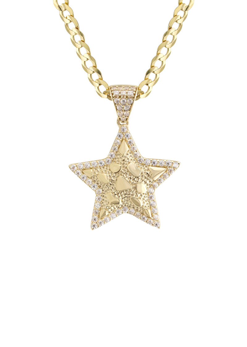 10K Yellow Gold Star Nugget Necklace | Appx. 2 - 9.2 Grams