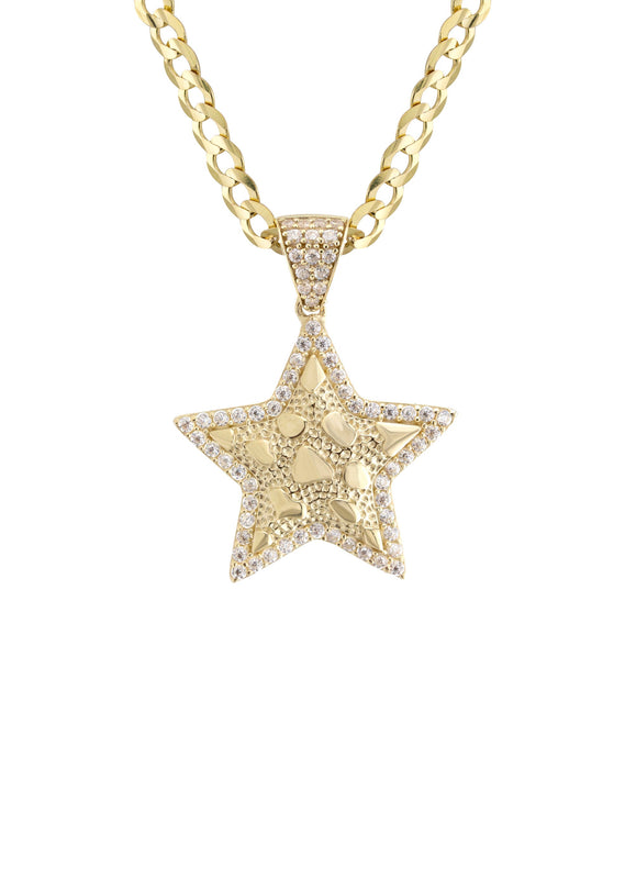 10K Yellow Gold Star Nugget Necklace | Appx. 2 - 9.2 Grams
