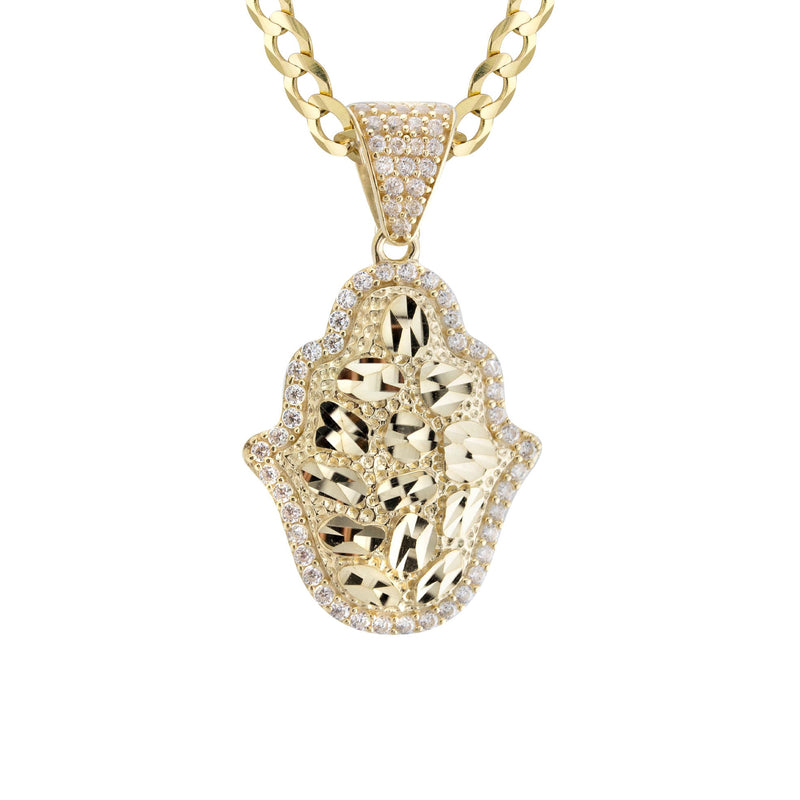 10K Yellow Gold Hamsa Hand Nugget Necklace | Appx. 3.5 - 10.5 Grams