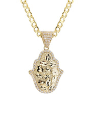 10K Yellow Gold Hamsa Hand Nugget Necklace | Appx. 3.5 - 10.5 Grams
