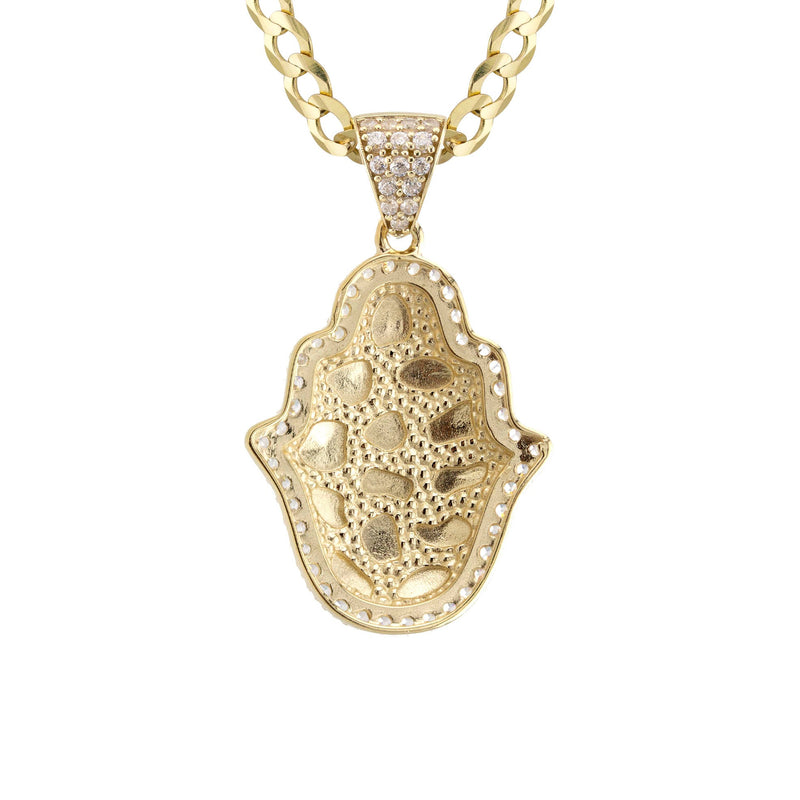 10K Yellow Gold Hamsa Hand Nugget Necklace | Appx. 3.5 - 10.5 Grams