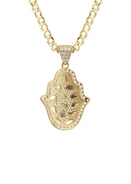 10K Yellow Gold Hamsa Hand Nugget Necklace | Appx. 3.5 - 10.5 Grams