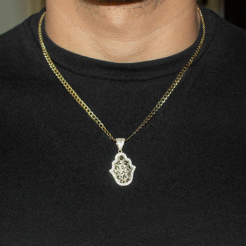 10K Yellow Gold Hamsa Hand Nugget Necklace | Appx. 3.5 - 10.5 Grams