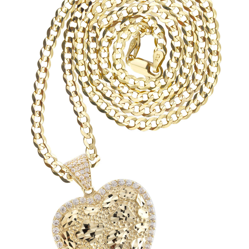 10K Yellow Gold Heart Nugget Necklace | Appx. 3.5 - 10.5 Grams