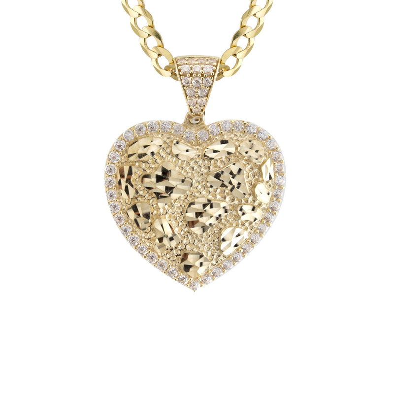 10K Yellow Gold Heart Nugget Necklace | Appx. 3.5 - 10.5 Grams
