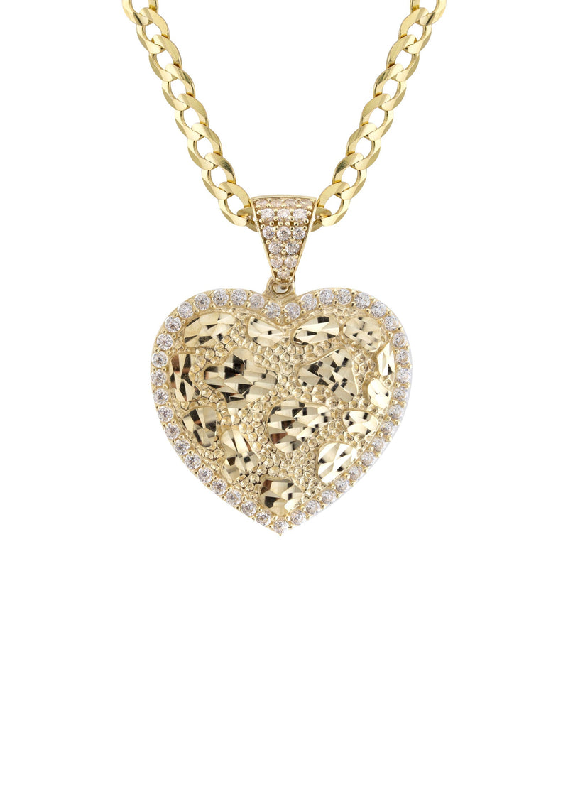 10K Yellow Gold Heart Nugget Necklace | Appx. 3.5 - 10.5 Grams
