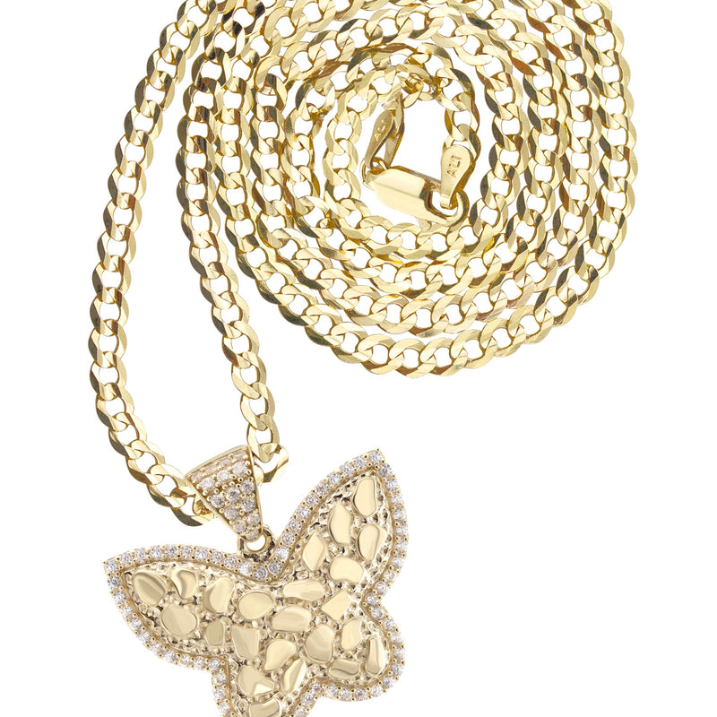 10K Yellow Gold Butterfly Nugget Necklace | Appx. 3.4 - 10.4 Grams