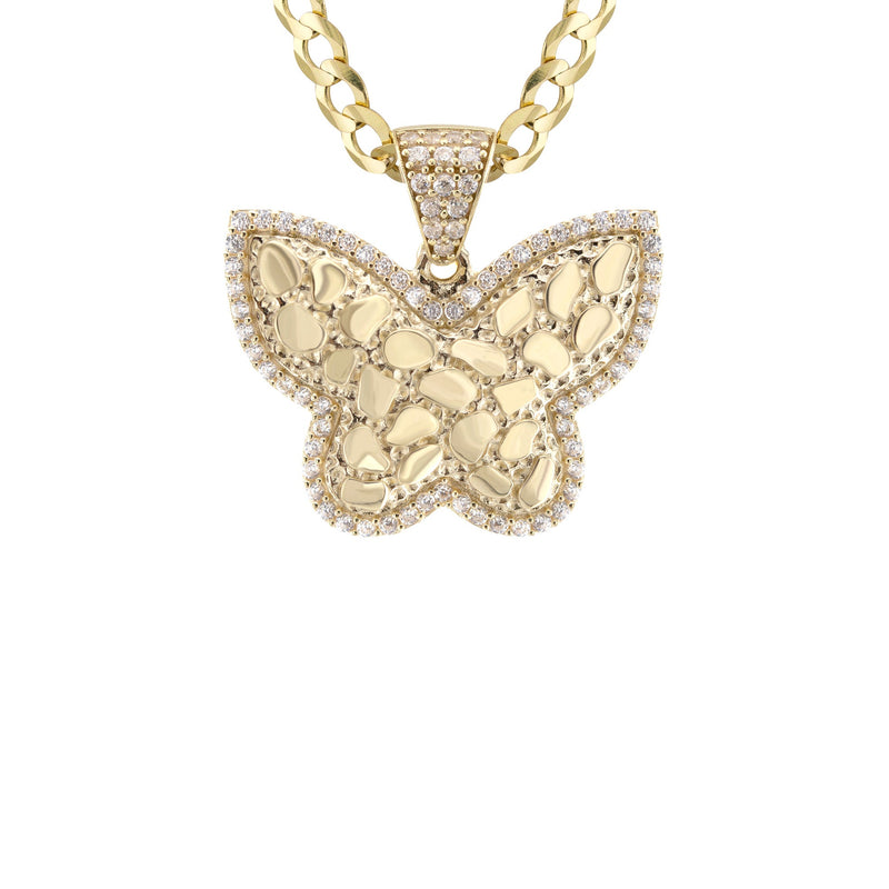 10K Yellow Gold Butterfly Nugget Necklace | Appx. 3.4 - 10.4 Grams