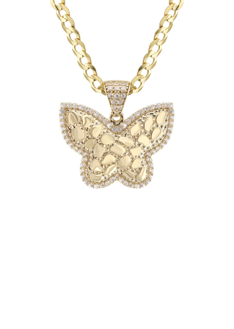 10K Yellow Gold Butterfly Nugget Necklace | Appx. 3.4 - 10.4 Grams