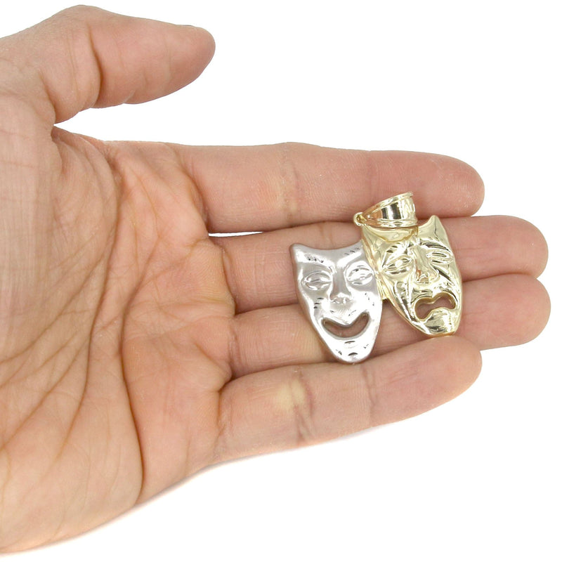 10K Yellow Gold Comedy & tragedy Masks Necklace | Appx. 15.1 Grams