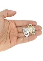 10K Yellow Gold Comedy & tragedy Masks Necklace | Appx. 15.1 Grams