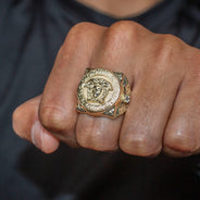 10K Gold Medusa Pinky Ring For Men | 10 Grams