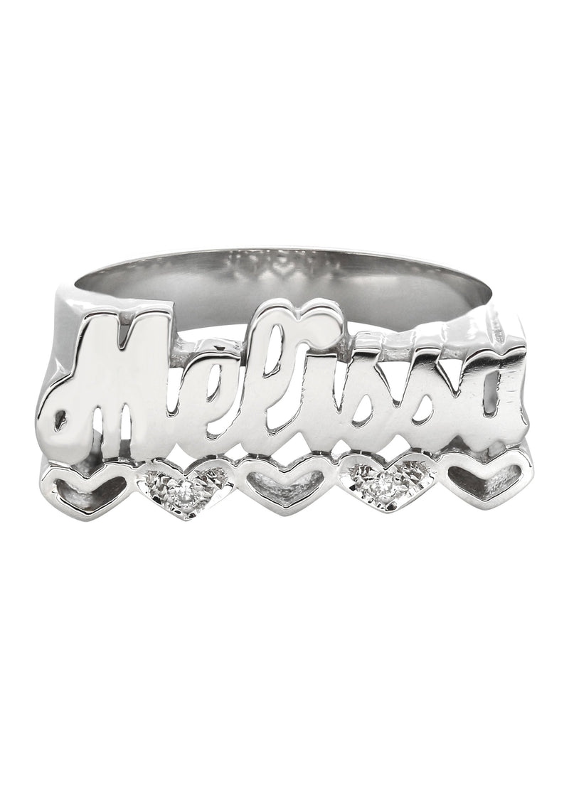 14K White Gold Name Ring | Appx. 5.2 Grams