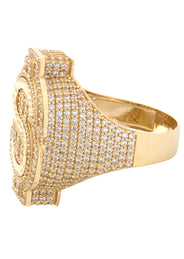 10K Gold Money Sign Pinky Ring For Men | 11 Grams