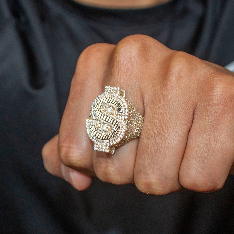 10K Gold Money Sign Pinky Ring For Men | 11 Grams