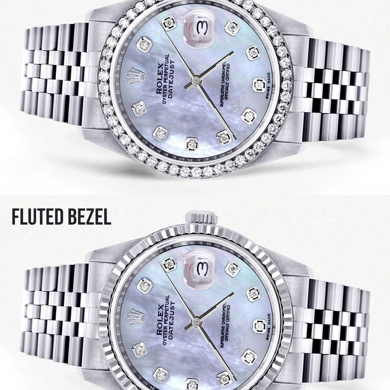 Mens Rolex Datejust  Watch 16200 | 36Mm | Mother of Pearl Dial | Jubilee Band