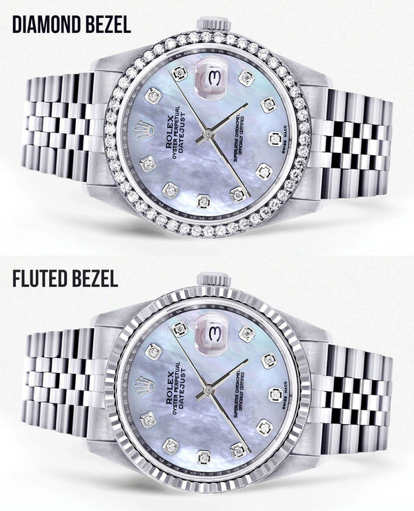 Mens Rolex Datejust  Watch 16200 | 36Mm | Mother of Pearl Dial | Jubilee Band