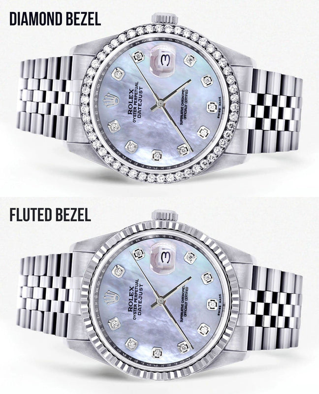 Mens Rolex Datejust  Watch 16200 | 36Mm | Mother of Pearl Dial | Jubilee Band