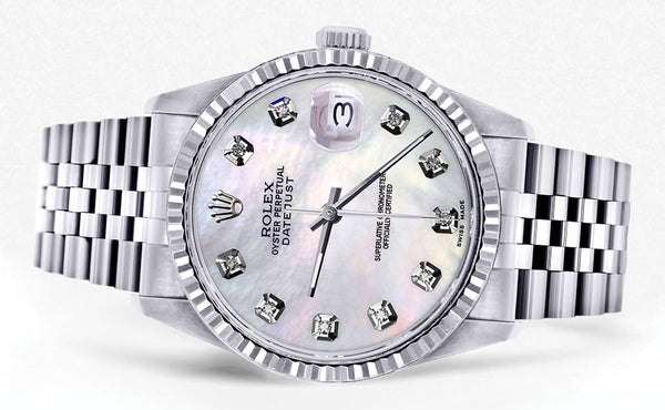 Mens Rolex Datejust Watch 16200 | Fluted Bezel | 36Mm | Mother of Pearl Dial | Jubilee Band