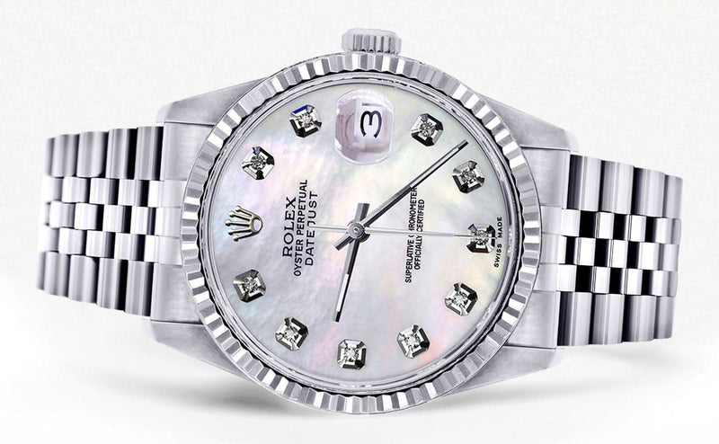 Mens Rolex Datejust Watch 16200 | Fluted Bezel | 36Mm | Mother of Pearl Dial | Jubilee Band